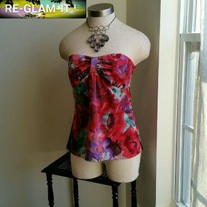 LOFT Colorful, Silky Strapless Top NWT